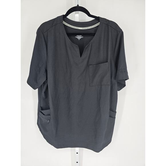 Climate Rite by Cuddl Duds Womens Sz 2X Short Sleeve Scrub Top Black - Picture 1 of 3